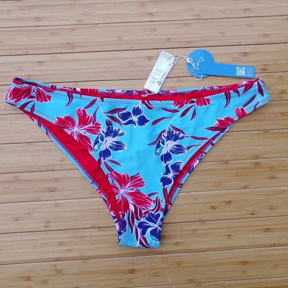 NWT Cupshe Women's Bikini Swimsuit Bottom Blue Floral. XXL.